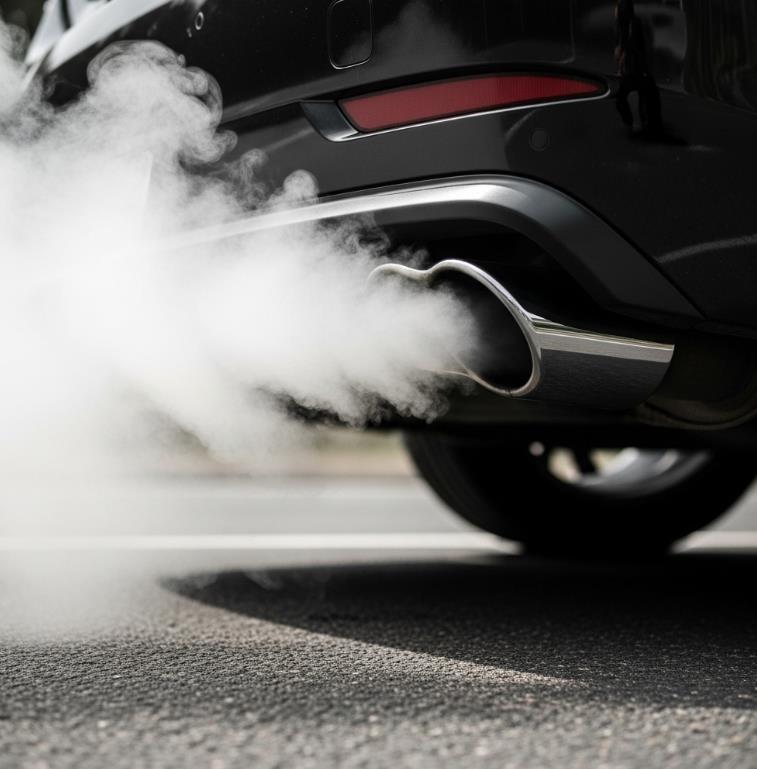 머플러에서 연기