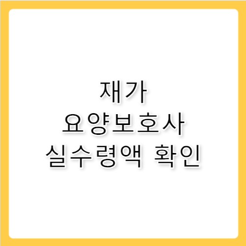재가 요양보호사 월급 실수령액 정확히 알기