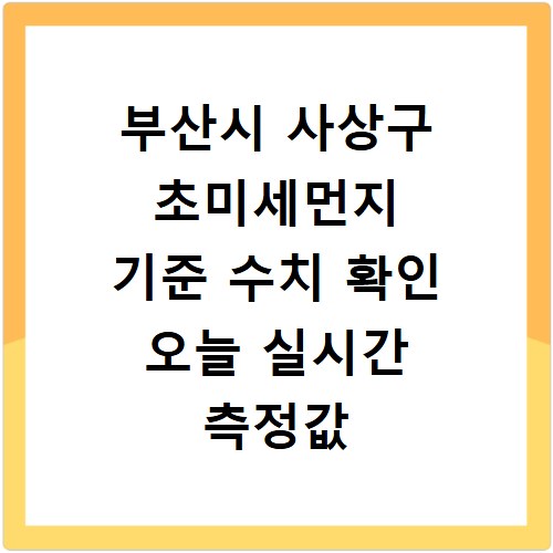 부산시 사상구 초미세먼지 기준 수치 확인 오늘 실시간 측정값 확인하기
