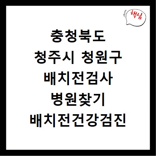 충청북도 청주시 청원구 배치전검사 병원찾기 배치전건강검진 항목 비용조회