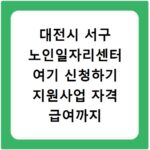 대전시 서구 노인일자리센터 여기 신청하기 지원사업 자격 급여까지