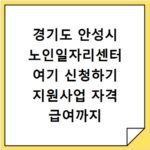 경기도 안성시 노인일자리센터 여기 신청하기 지원사업 자격 급여까지