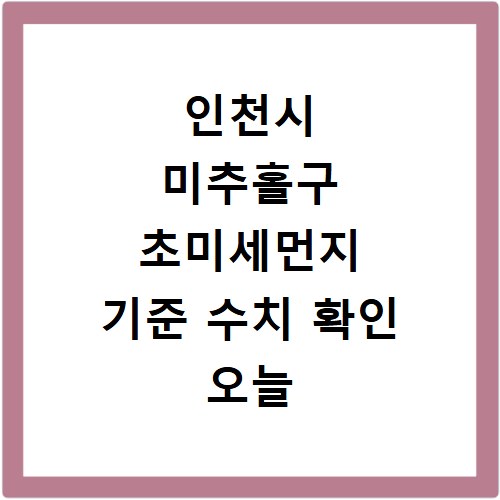 인천시 미추홀구 초미세먼지 기준 수치 확인 오늘 실시간 측정값 확인하기