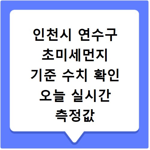 인천시 연수구 초미세먼지 기준 수치 확인 오늘 실시간 측정값 확인하기