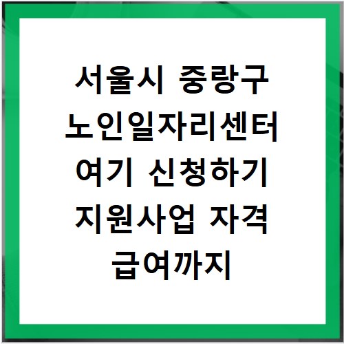 서울시 중랑구 노인일자리센터 여기 신청하기 지원사업 자격 급여까지
