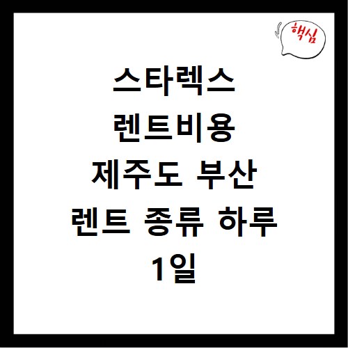 스타렉스 렌트비용 제주도 부산 렌트 종류 하루 1일 총정리