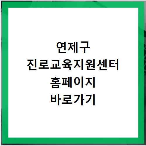 연제구 진로교육지원센터 홈페이지 바로가기 http://busanjinjinro.or.kr