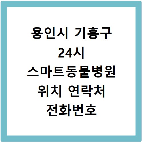 용인시 기흥구 24시 스마트동물병원 위치 연락처 전화번호