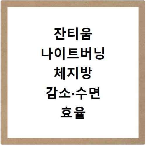 잔티움 나이트버닝 체지방 감소&middot;수면 효율 실제 후기와 방법