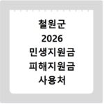 철원군 2026 민생지원금 피해지원금 사용처 총정리