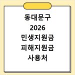 동대문구 2026 민생지원금 피해지원금 사용처 총정리