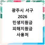광주시 서구 2026 민생지원금 피해지원금 사용처 총정리