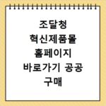 조달청 혁신제품몰 홈페이지 바로가기 공공 구매 수의 계약