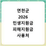 연천군 2026 민생지원금 피해지원금 사용처 총정리