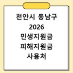 천안시 동남구 2026 민생지원금 피해지원금 사용처 총정리