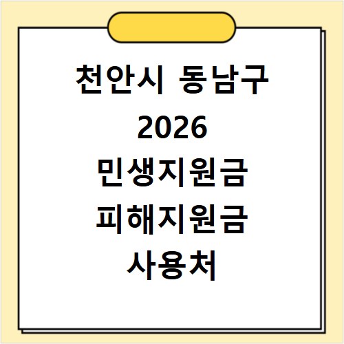천안시 동남구 2026 민생지원금 피해지원금 사용처 총정리