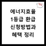 에너지효율 1등급 환급 신청방법과 혜택 정리