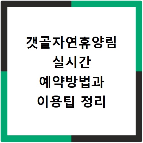 갯골자연휴양림 실시간 예약방법과 이용팁 정리