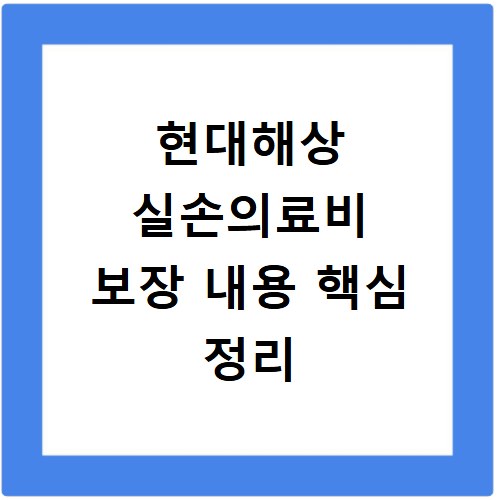 현대해상 실손의료비 보장 내용 핵심 정리