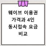 웨이브 이용권 가격과 4인 동시접속 요금 비교