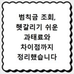 범칙금 조회, 헷갈리기 쉬운 과태료와 차이점까지 정리했습니다