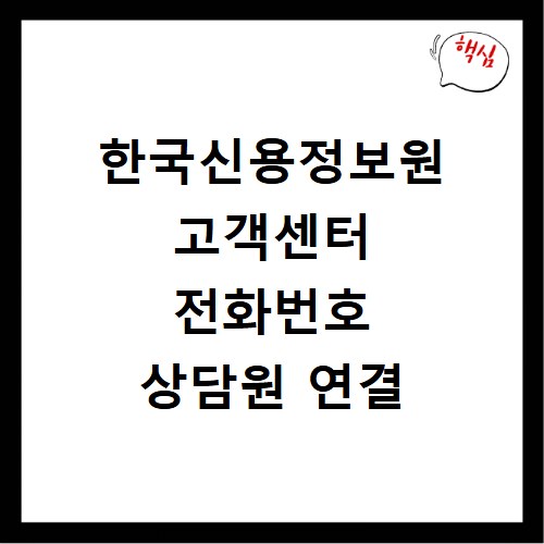 한국신용정보원 고객센터 전화번호 상담원 연결