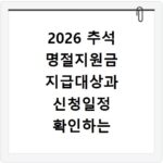 2026 추석 명절지원금 지급대상과 신청일정 확인하는 방법