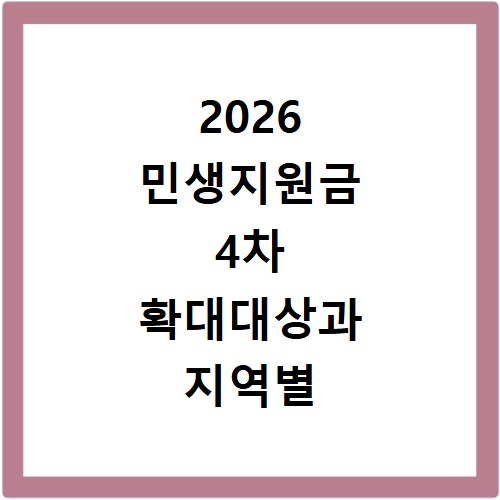 2026 민생지원금 4차 확대대상과 지역별 신청일 확인