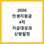2026 민생지원금 4차 지급대상과 신청일정 확인하세요