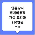 압류방지 생계비통장 개설 조건과 250만원 보호 한도 설정 방법 정리