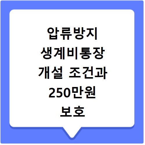 압류방지 생계비통장 개설 조건과 250만원 보호 한도 설정 방법 정리