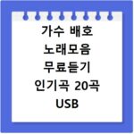 가수 배호 노래모음 무료듣기 인기곡 20곡 USB 담는 법 총정리 안내