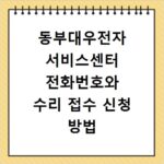 동부대우전자 서비스센터 전화번호와 수리 접수 신청 방법 총정리