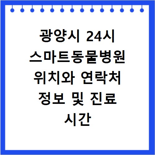 광양시 24시 스마트동물병원 위치와 연락처 정보 및 진료 시간 안내