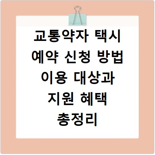 교통약자 택시 예약 신청 방법 이용 대상과 지원 혜택 총정리
