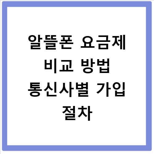 알뜰폰 요금제 비교 방법 통신사별 가입 절차