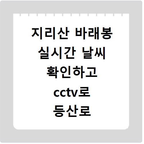 지리산 바래봉 실시간 날씨 확인하고 cctv로 등산로 상황 미리 체크하기