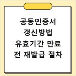 공동인증서 갱신방법 유효기간 만료 전 재발급 절차