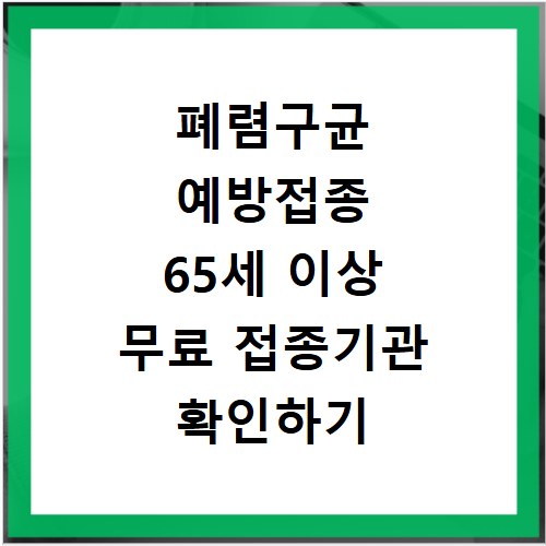 폐렴구균 예방접종 65세 이상 무료 접종기관 확인하기