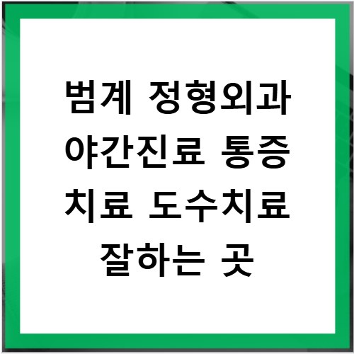 범계 정형외과 야간진료 통증 치료 도수치료 잘하는 곳