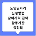 노인일자리 신청방법 참여자격 급여 활동기간 총정리