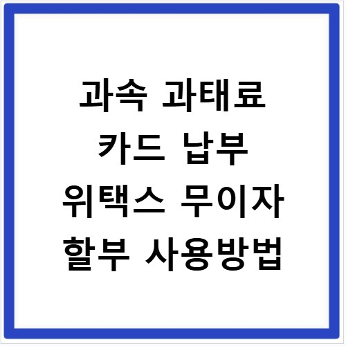 과속 과태료 카드 납부 위택스 무이자 할부 사용방법