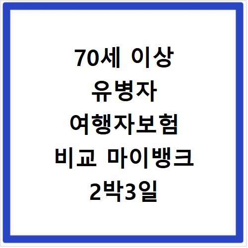 70세 이상 유병자 여행자보험 비교 마이뱅크 2박3일 추천
