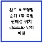 완도 로또명당 순위 1등 복권 판매점 위치 리스트와 당첨 비결 알아보기