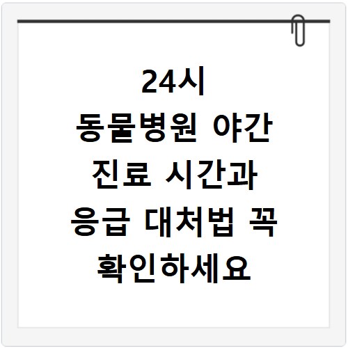 24시 동물병원 야간 진료 시간과 응급 대처법 꼭 확인하세요