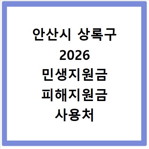 안산시 상록구 2026 민생지원금 피해지원금 사용처 어디까지 될까