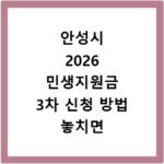 안성시 2026 민생지원금 3차 신청 방법 놓치면 후회해요