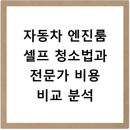 자동차 엔진룸 셀프 청소법과 전문가 비용 비교 분석