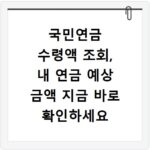 국민연금 수령액 조회, 내 연금 예상 금액 지금 바로 확인하세요