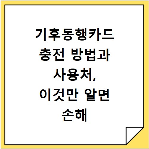 기후동행카드 충전 방법과 사용처, 이것만 알면 손해 안 봐요